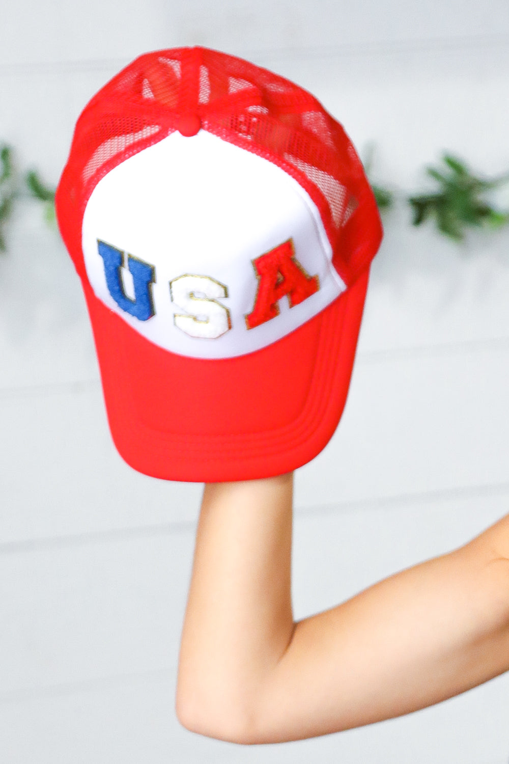 Red/White/Blue USA Snap Back Mesh Trucker Cap