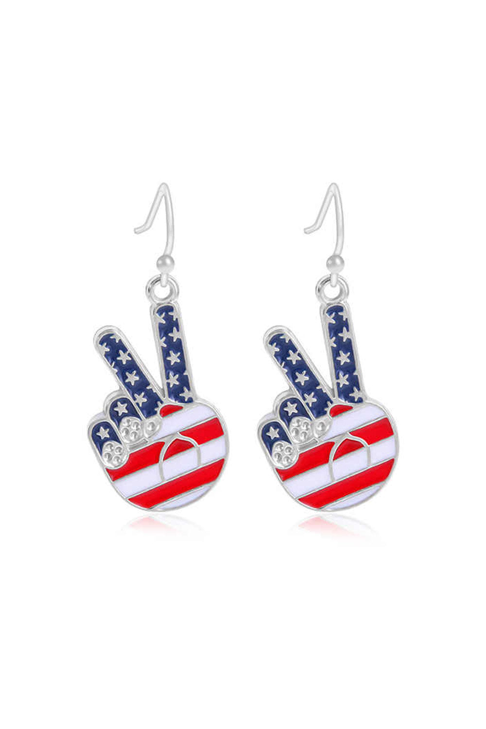 Patriotic Metal Peace Sign Dangle Earrings