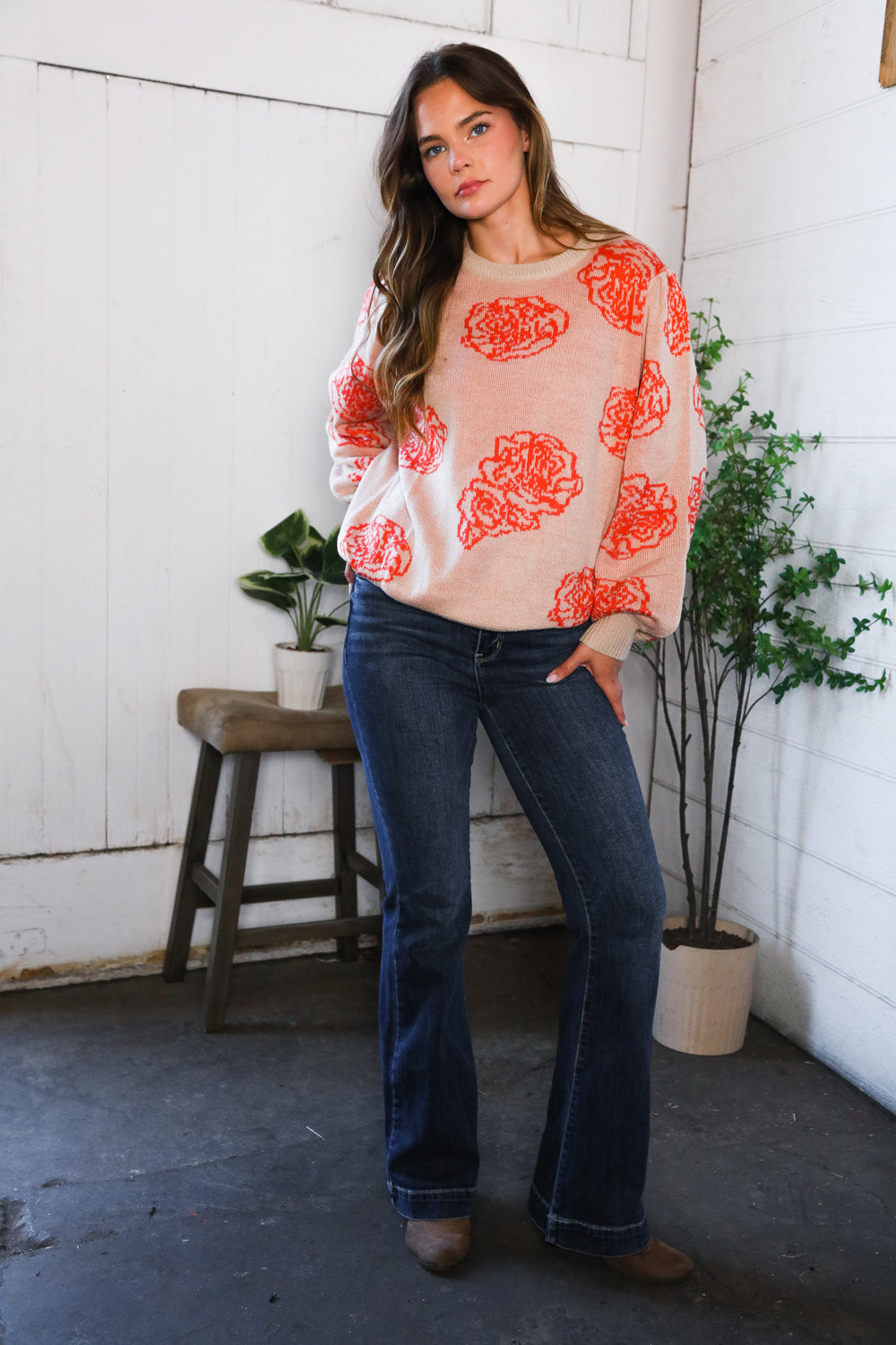 One Wild Rose Coral Cozy Sweater