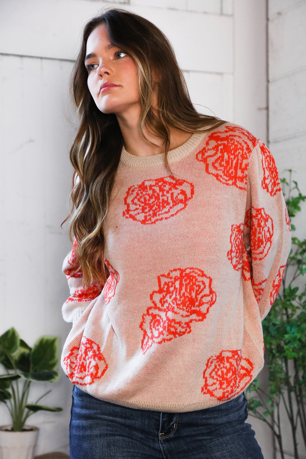 One Wild Rose Coral Cozy Sweater