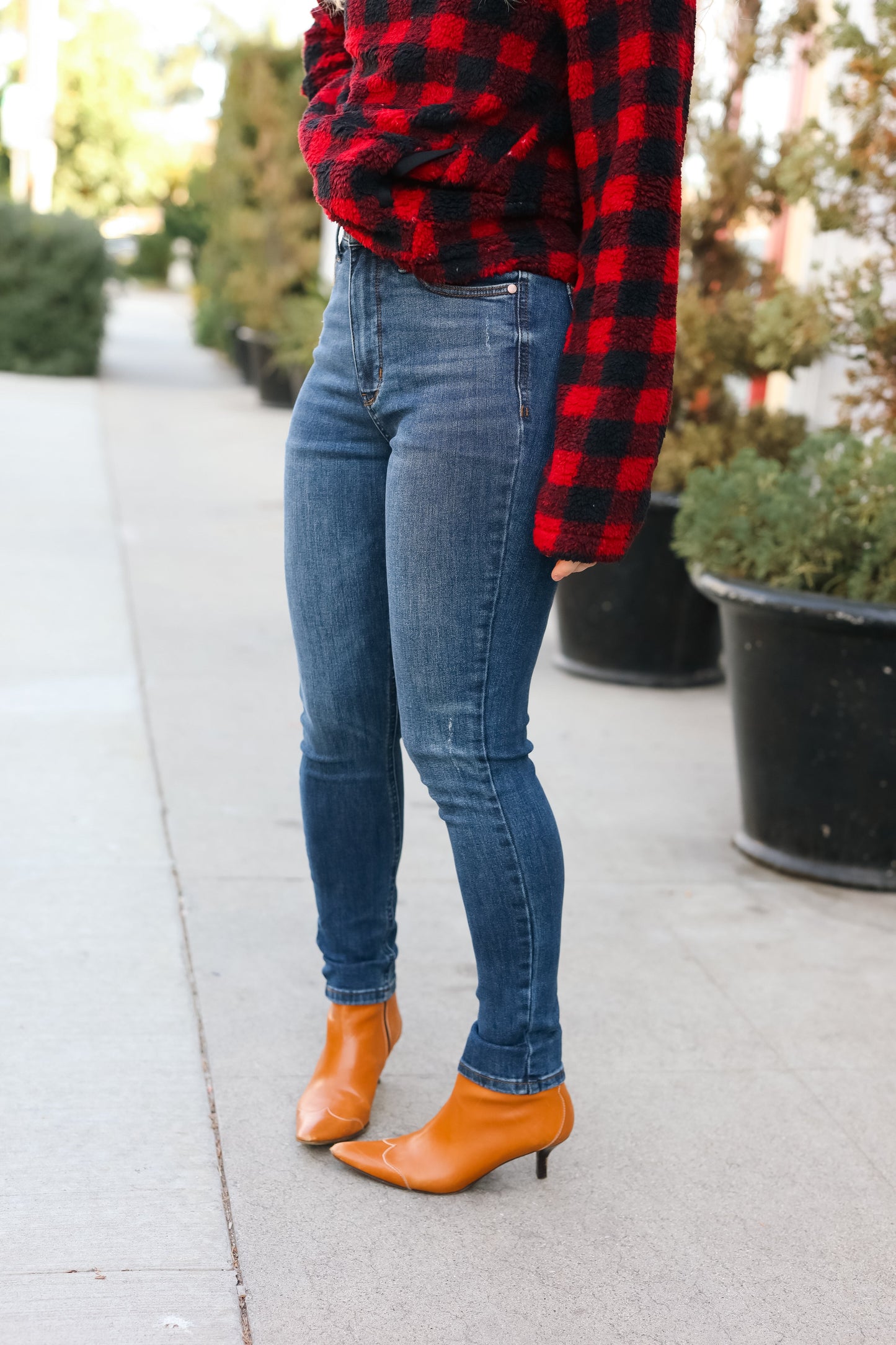 Going Up Dark Denim High Waist Distressed Skinny Jeans