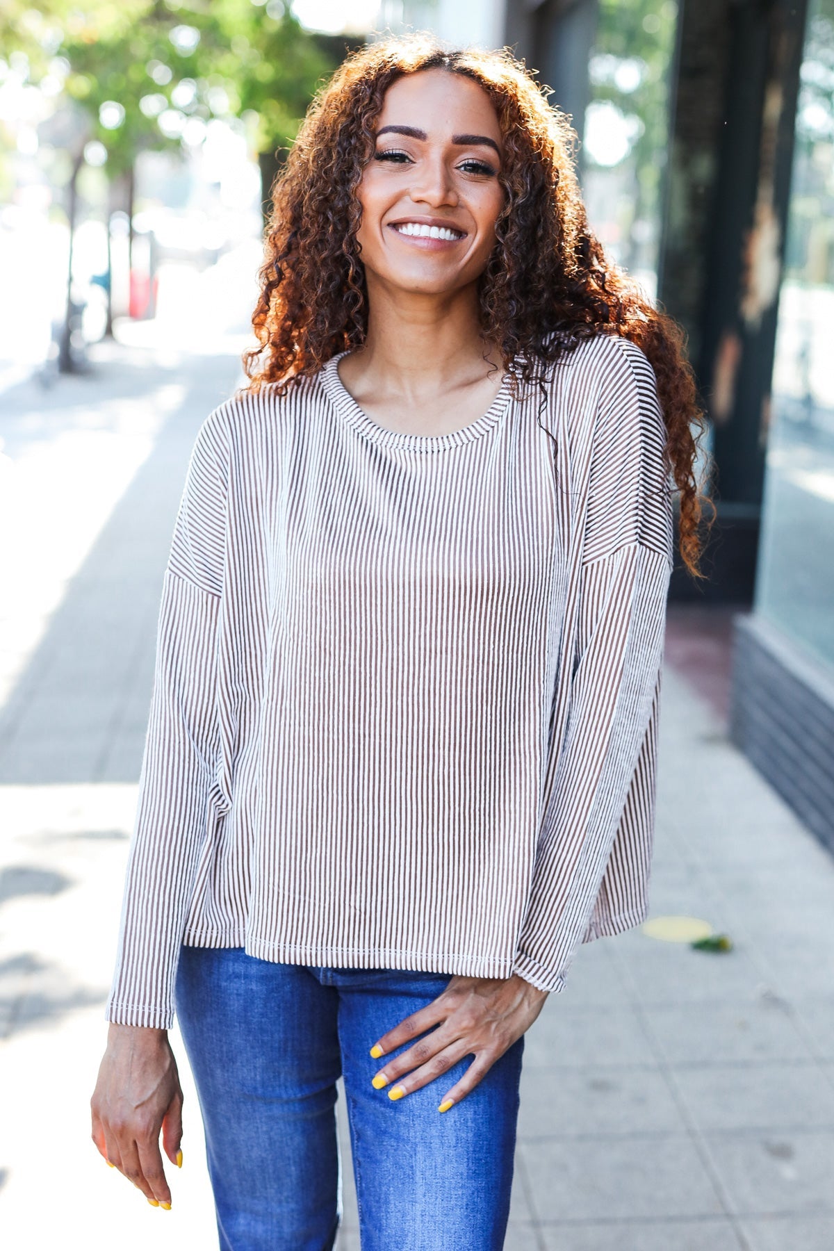 Hello Beautiful Camel Rib Dolman Sweater Top