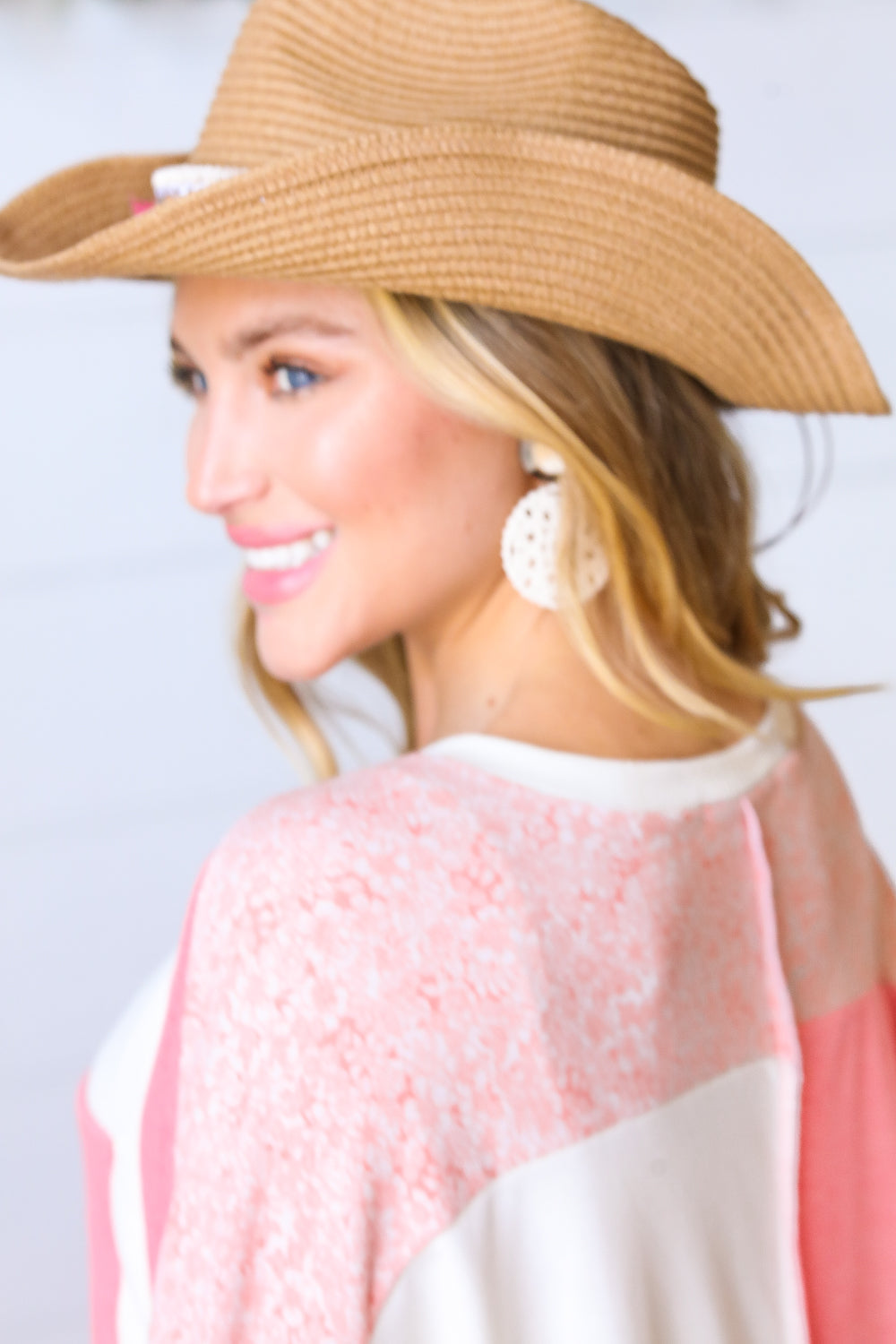 Tan Straw Boho Braided Tassel/Shell Strap Fedora