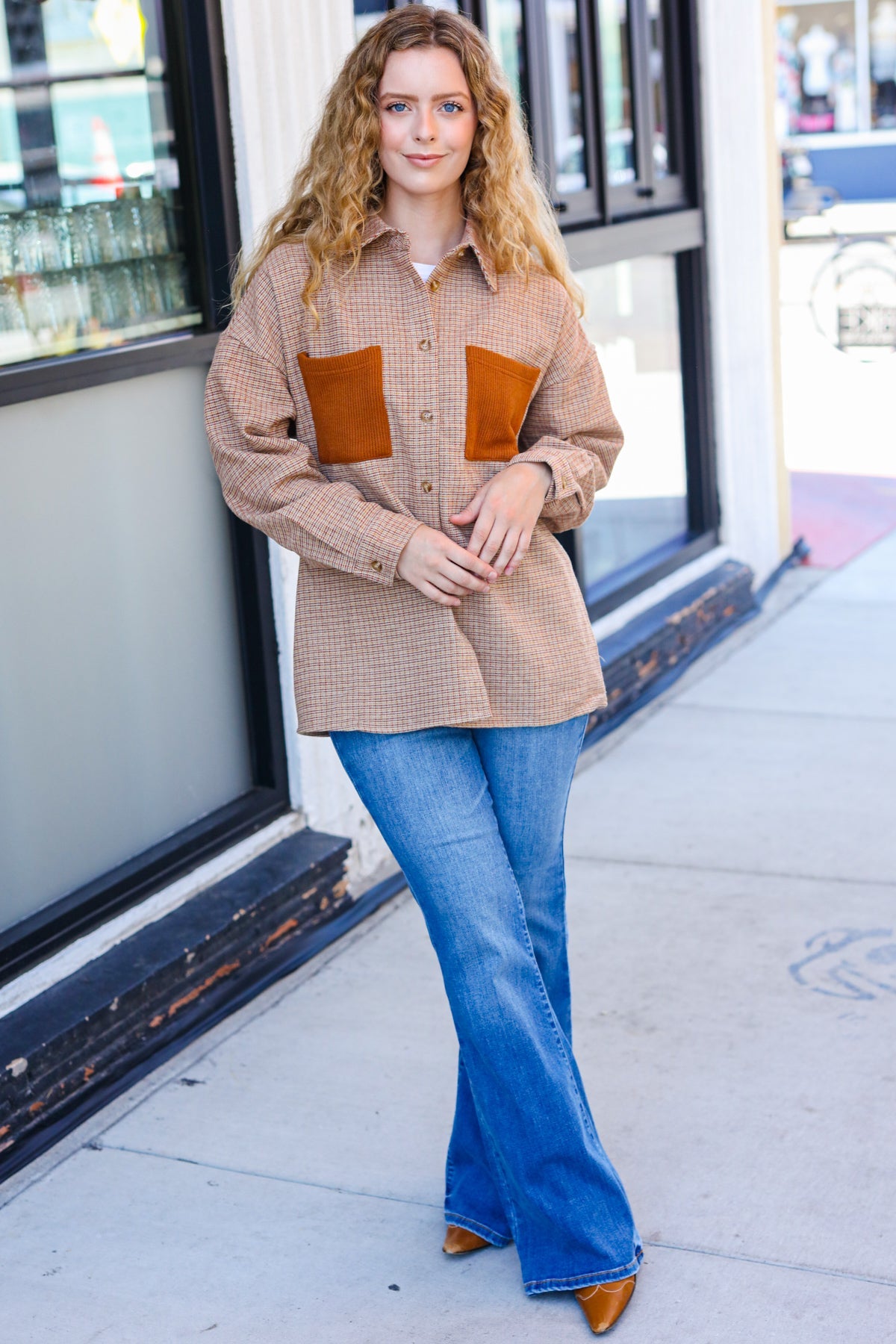 Start Your Day Rust Flannel Plaid Oversized Shacket