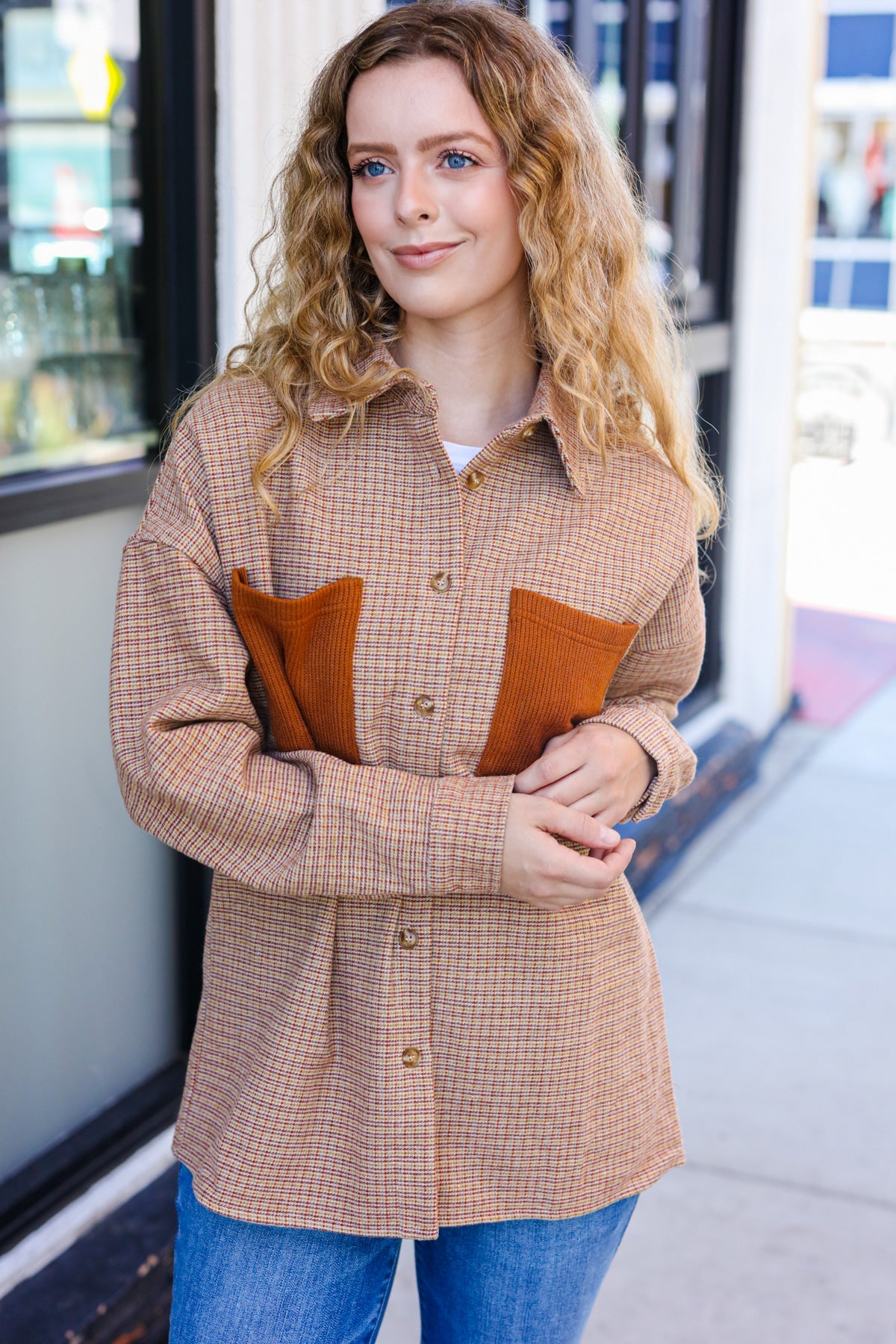 Start Your Day Rust Flannel Plaid Oversized Shacket