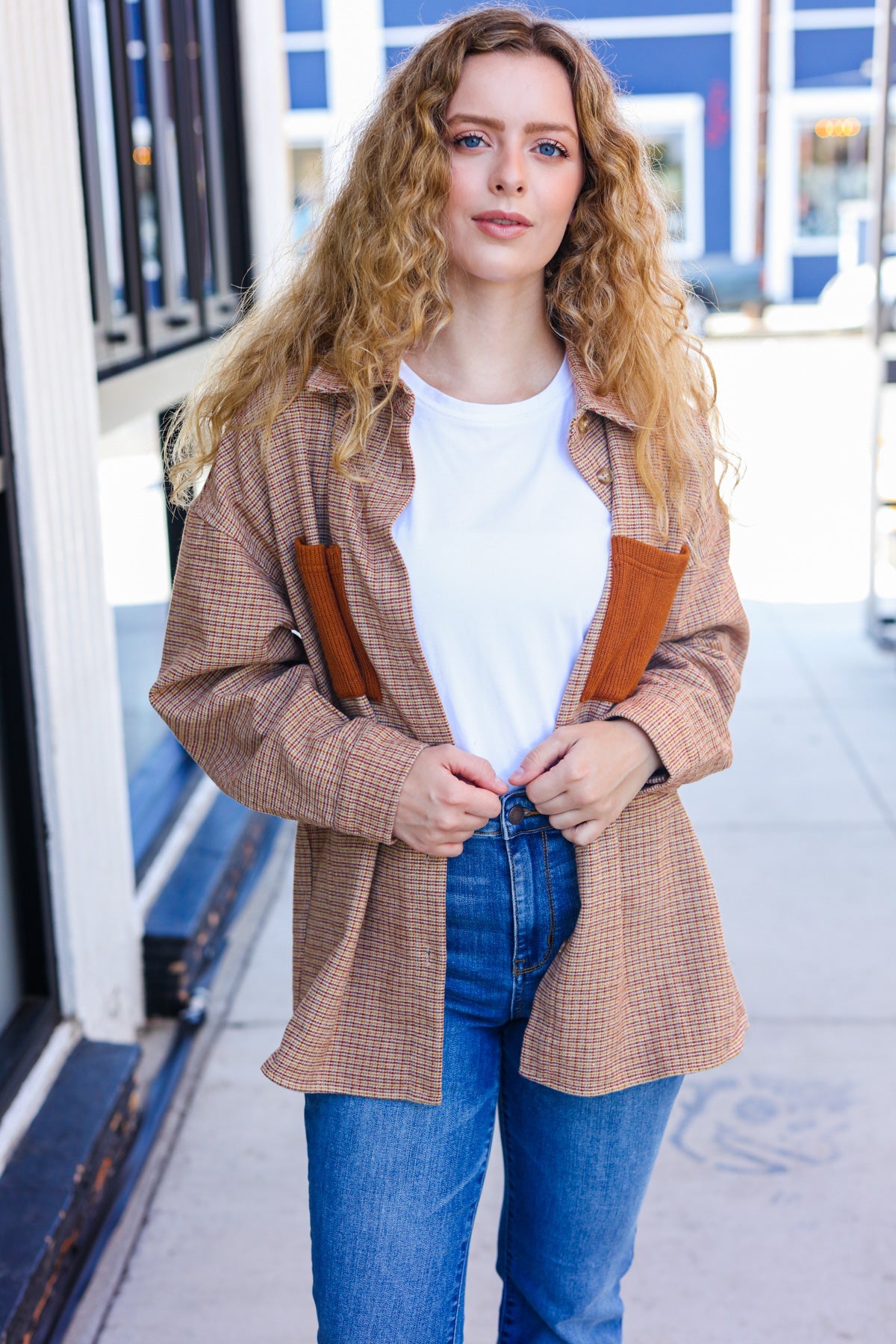 Start Your Day Rust Flannel Plaid Oversized Shacket