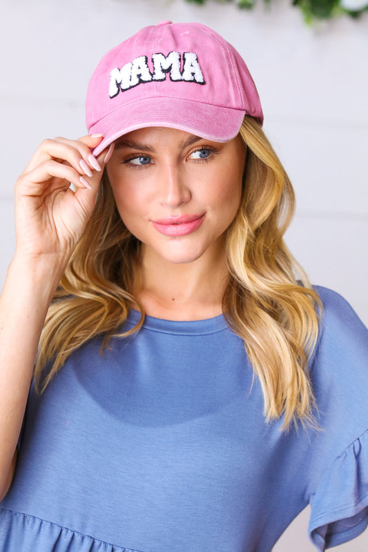 Pink Cotton "MAMA" Adjustable Baseball Cap