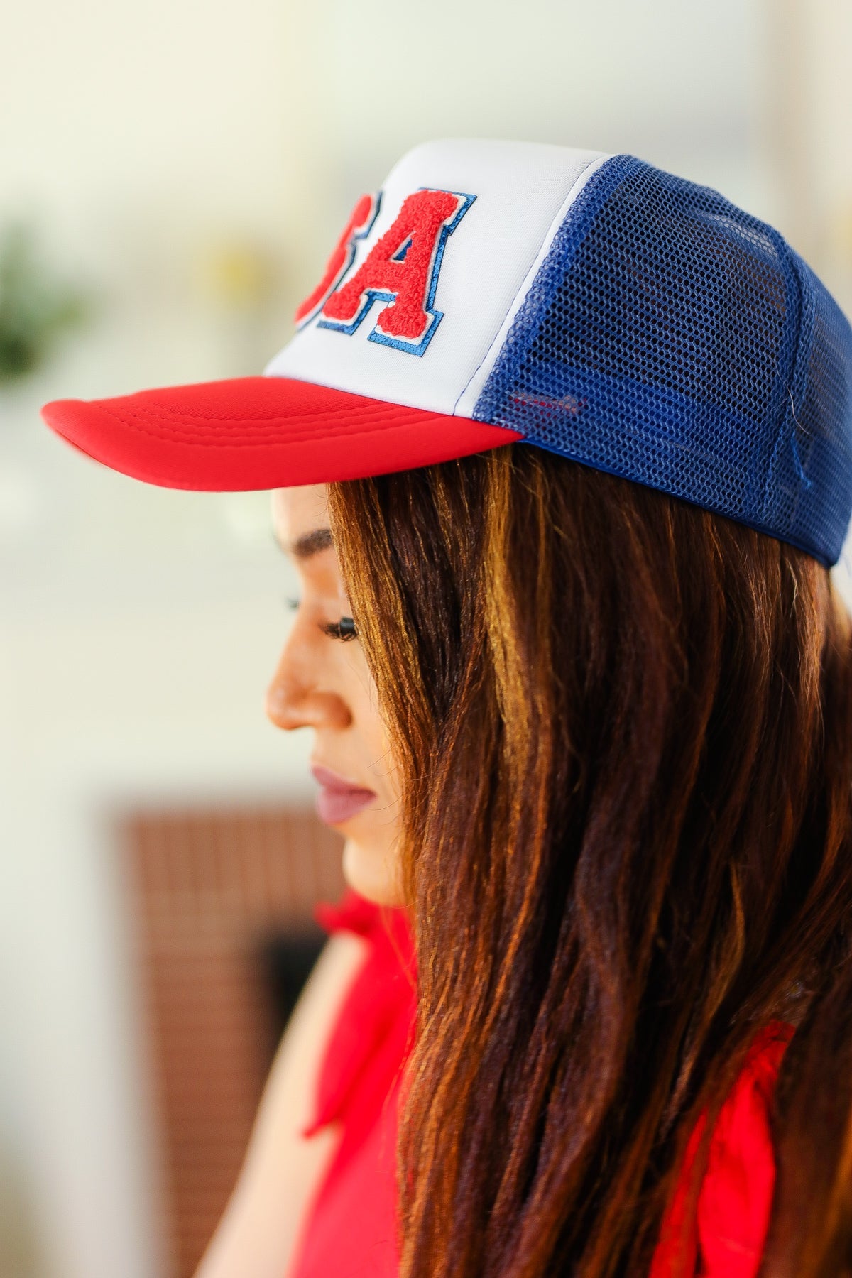 USA Red & Blue Mesh Trucker Hat