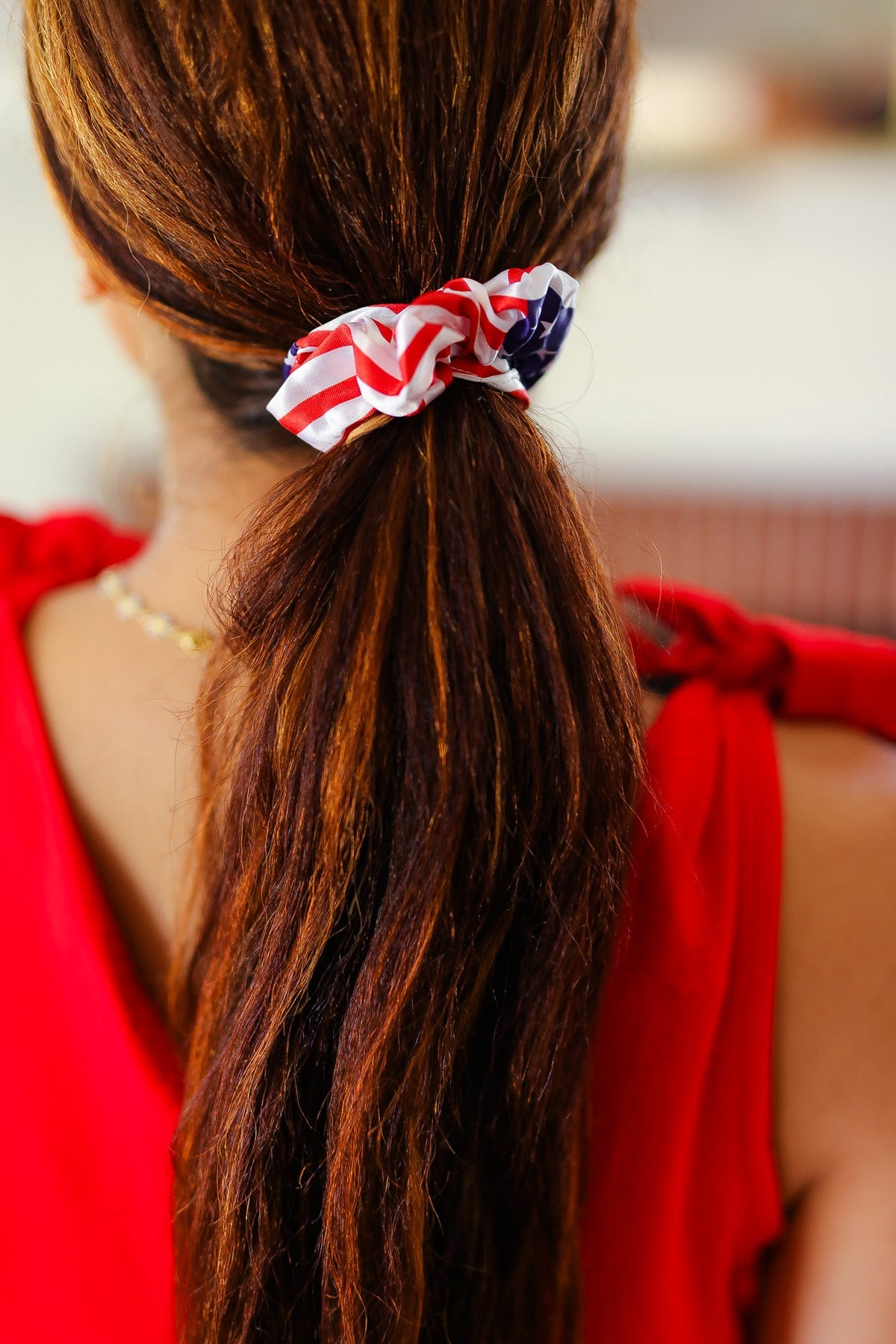 American Flag Satin Scrunchie