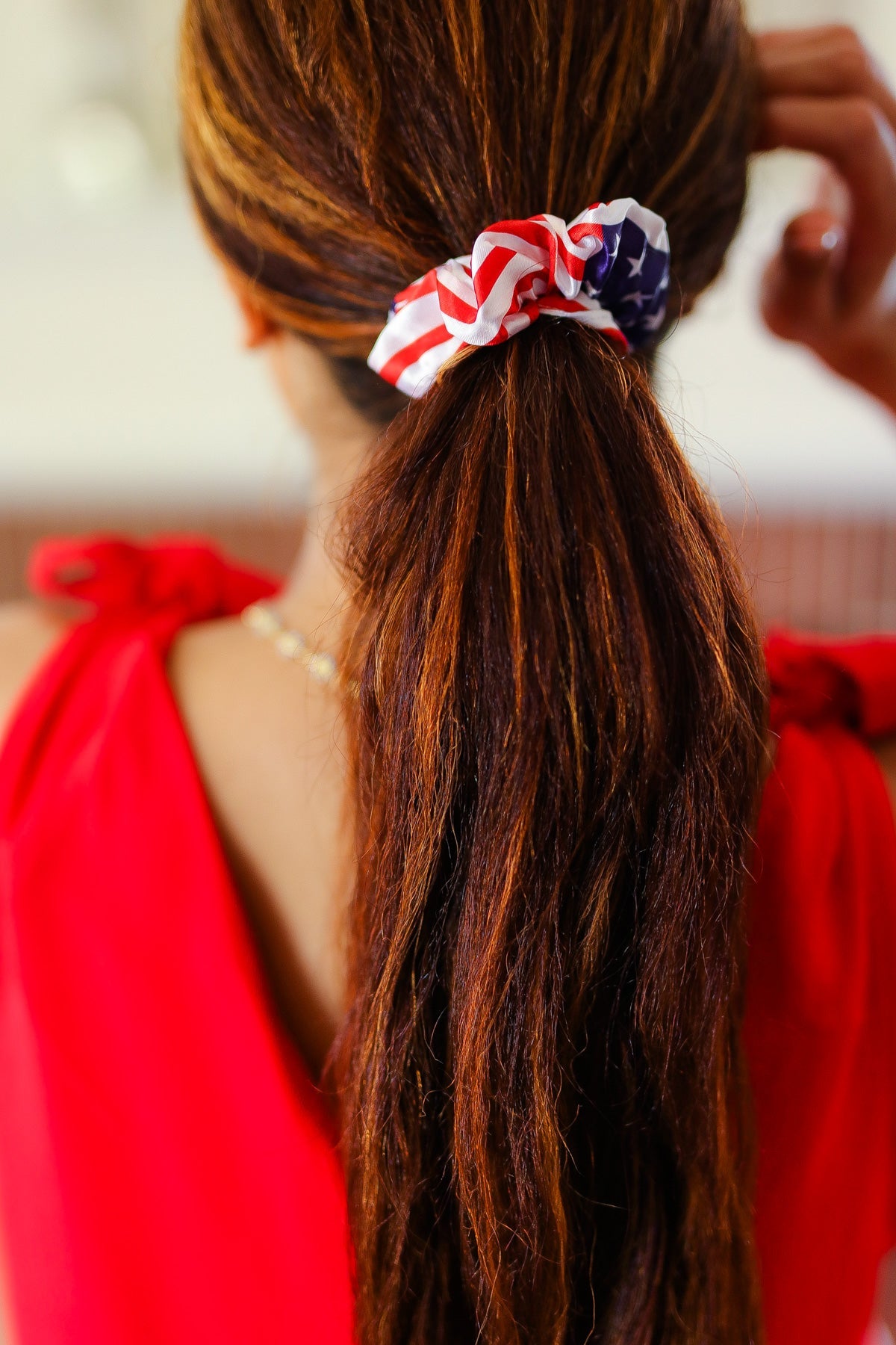 American Flag Satin Scrunchie