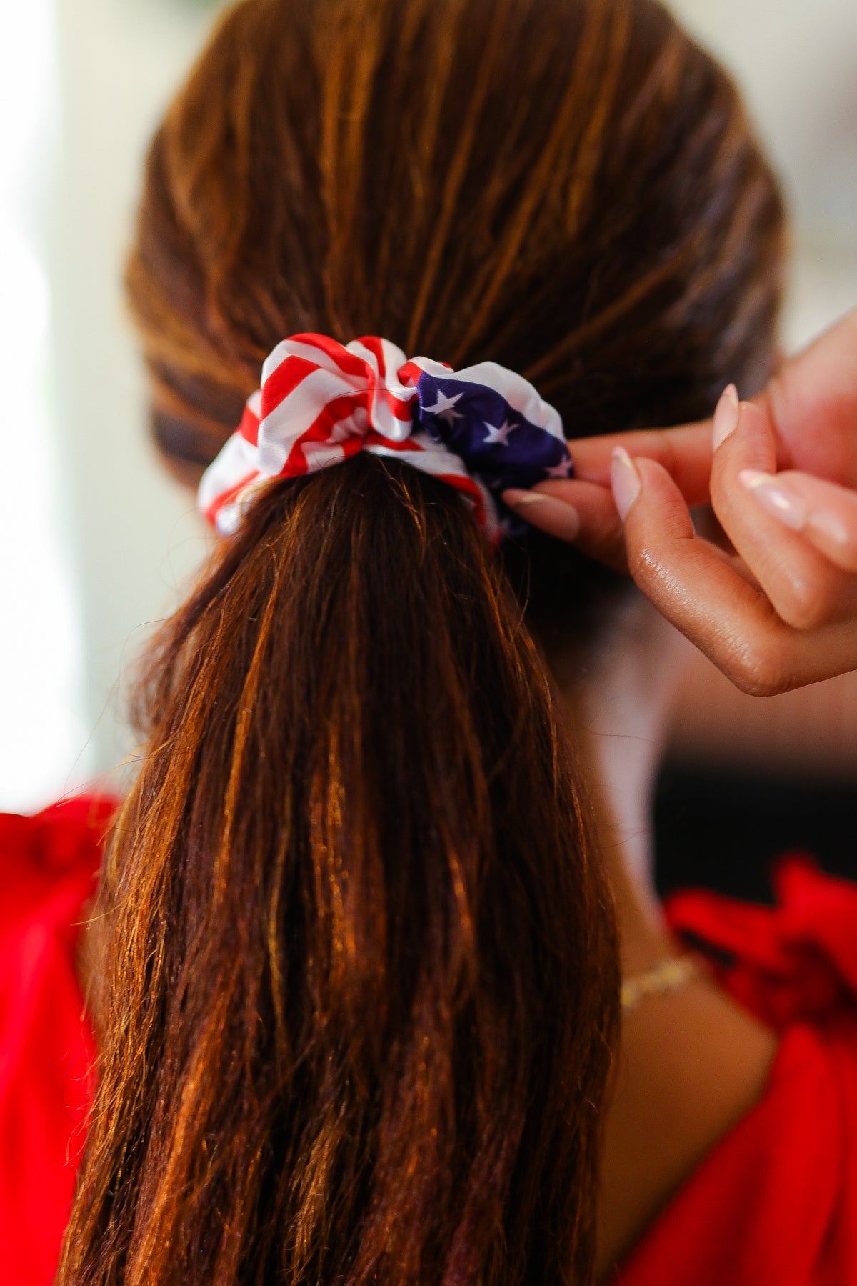 American Flag Satin Scrunchie