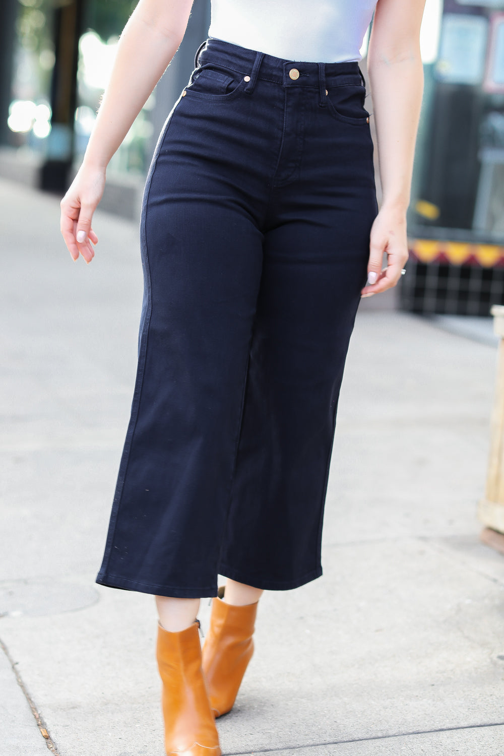 Can't Look Away High Rise Wide Crop Leg Jeans