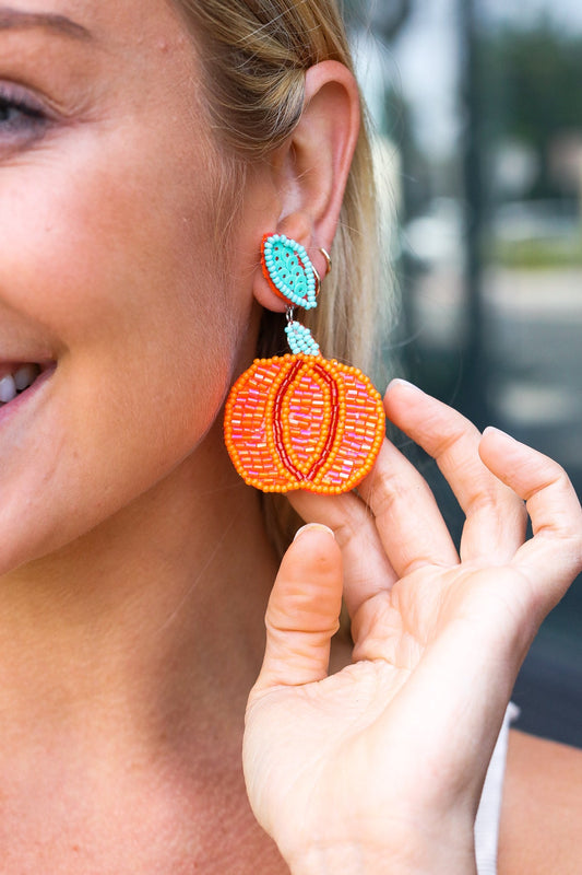 Pumpkin Bead Halloween Earings