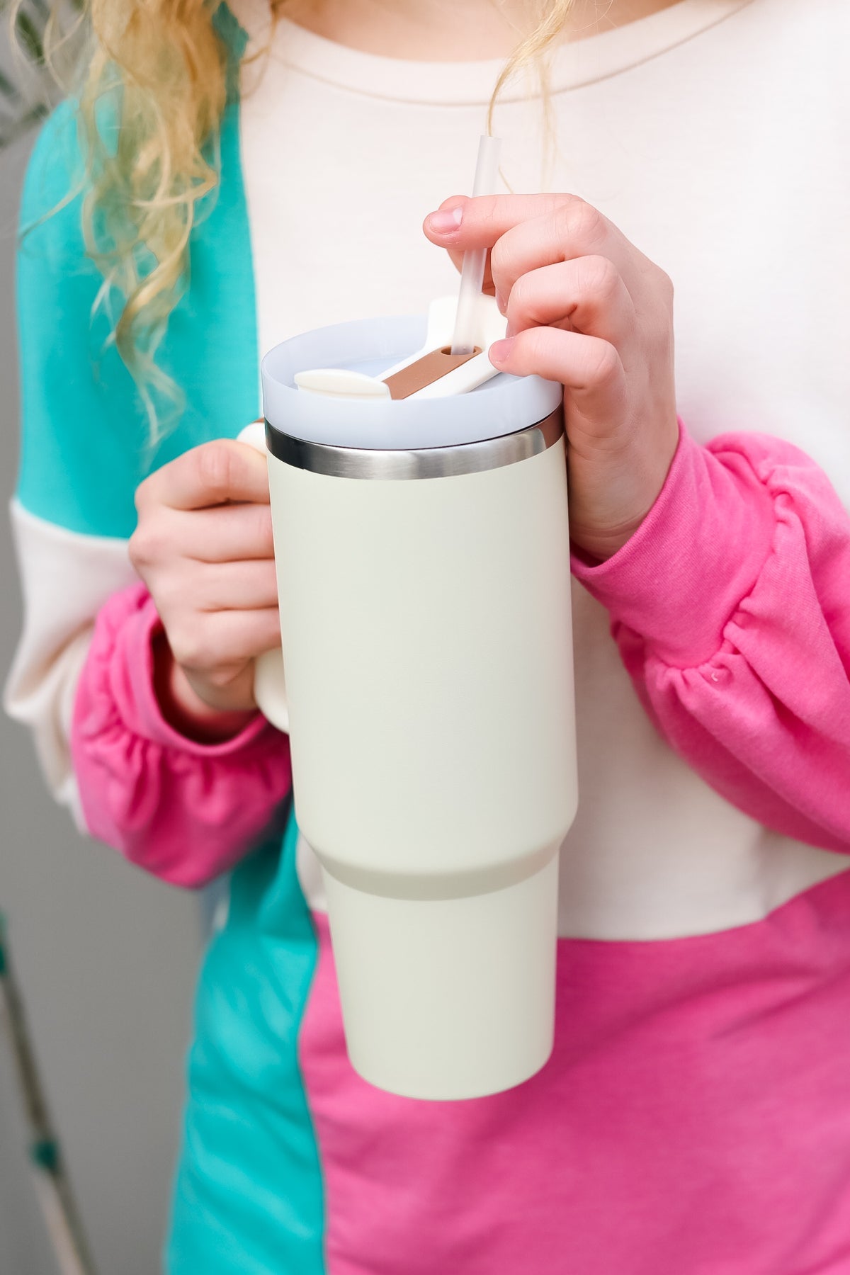 Cream Insulated 38oz. Tumbler with Straw