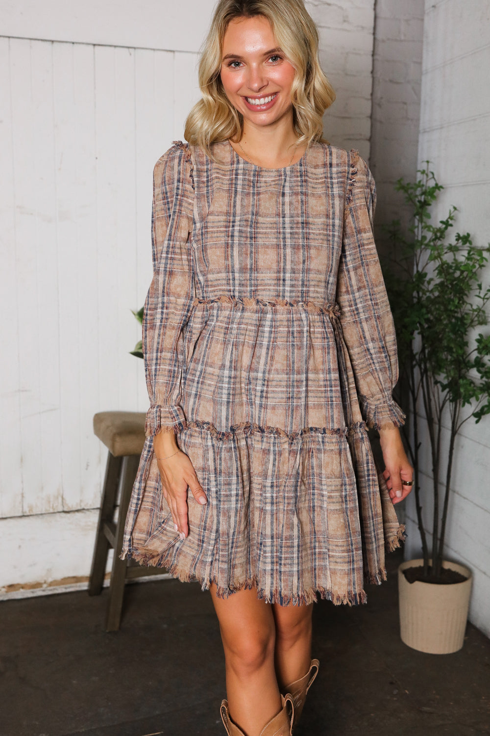 Sweet Tea on the Porch Plaid Tiered Dress