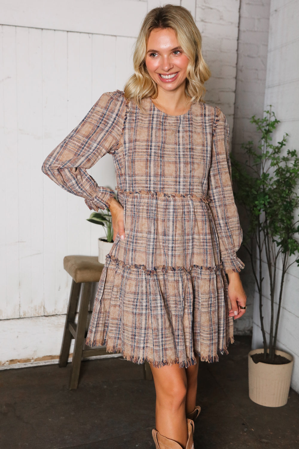 Sweet Tea on the Porch Plaid Tiered Dress
