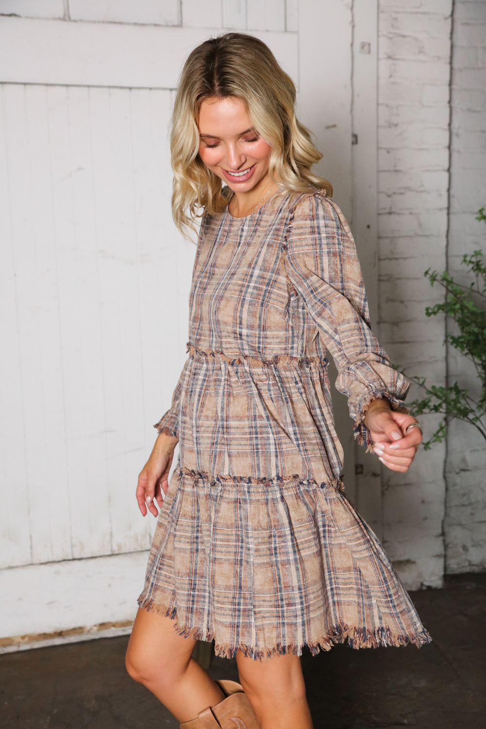 Sweet Tea on the Porch Plaid Tiered Dress