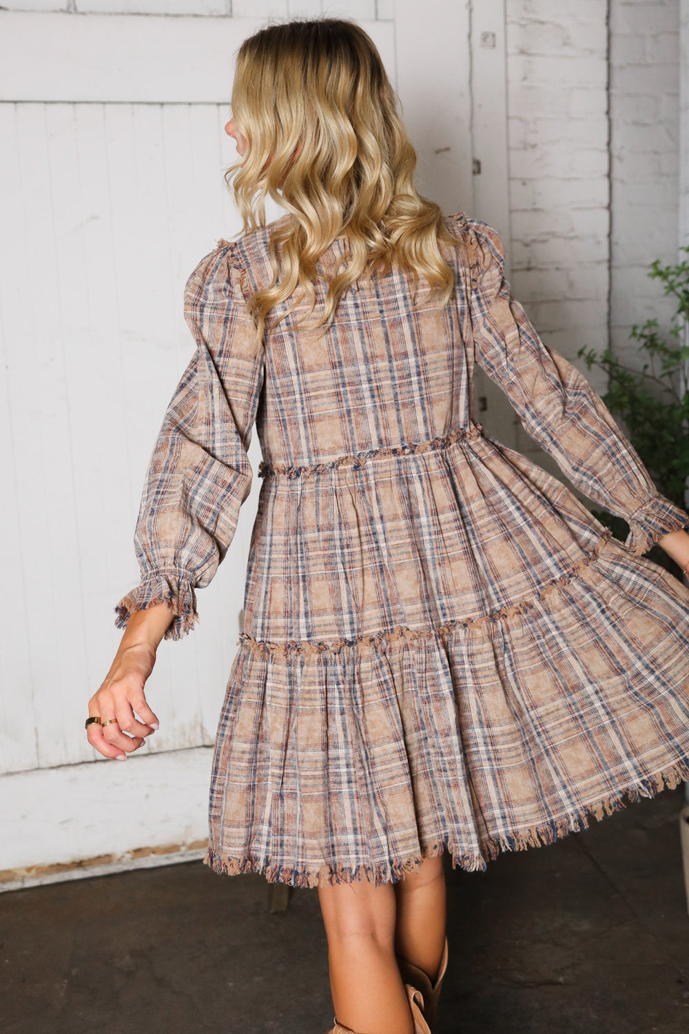 Sweet Tea on the Porch Plaid Tiered Dress