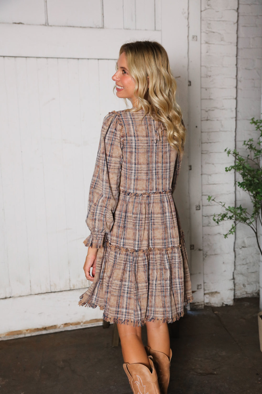 Sweet Tea on the Porch Plaid Tiered Dress