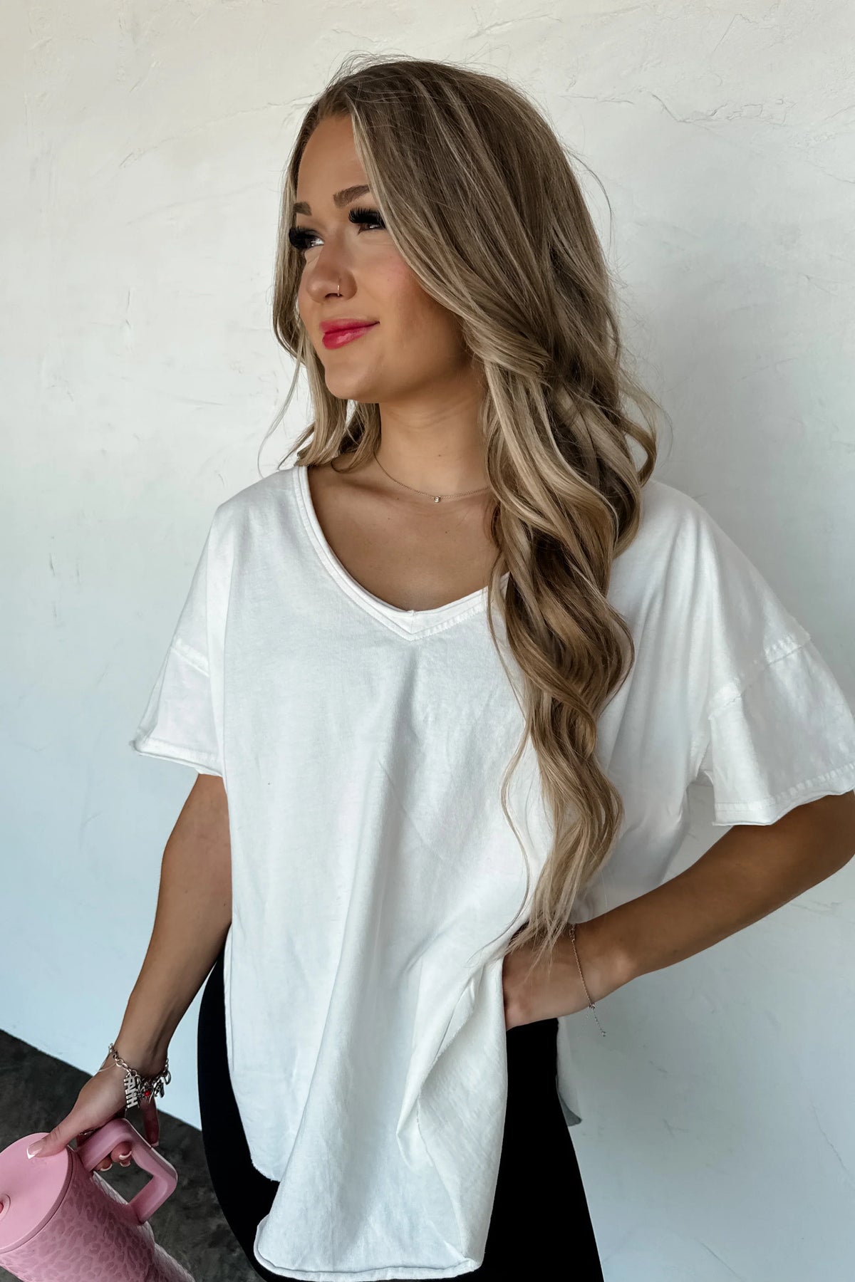 PREORDER: Joey V-Neck Washed Cotton Boyfriend Tee