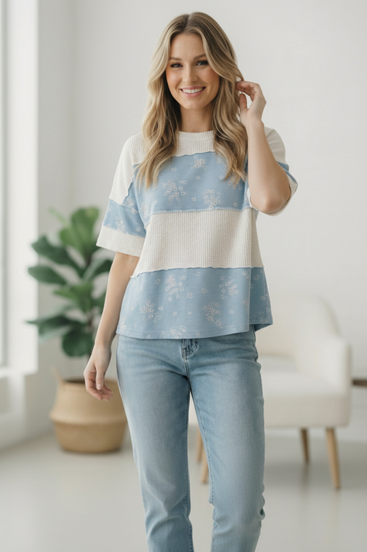 Violets are Blue Colorblock Top