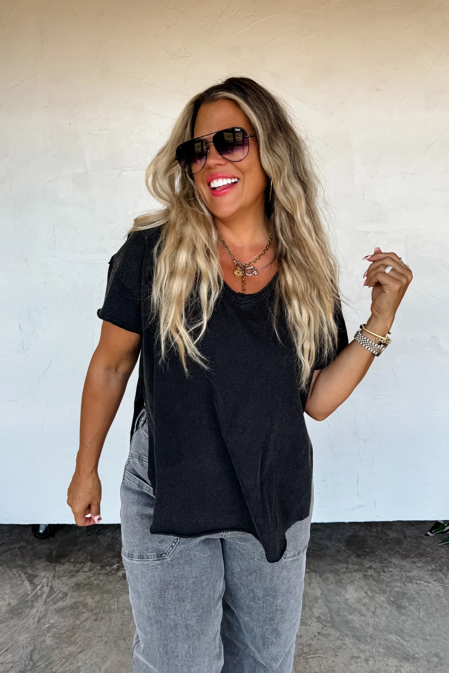 PREORDER: Joey V-Neck Washed Cotton Boyfriend Tee