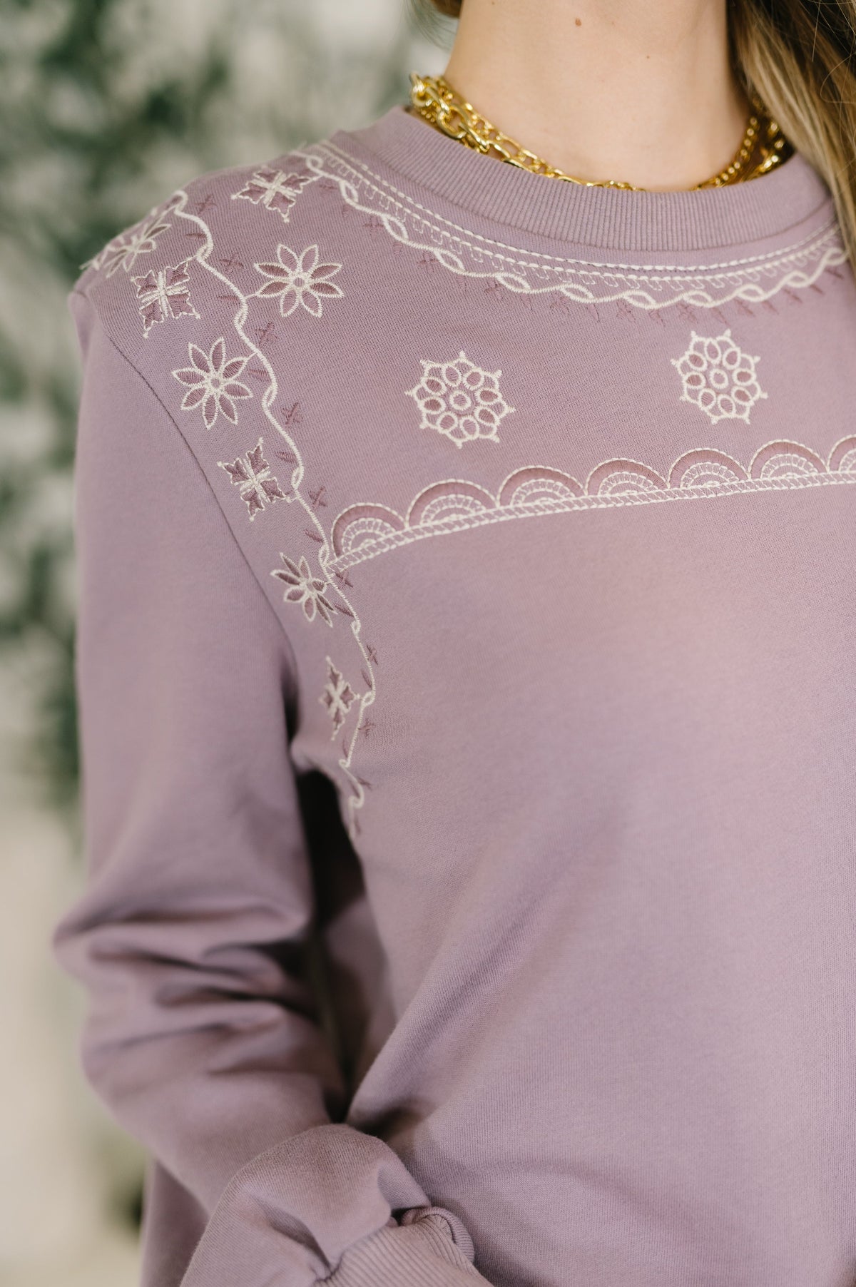 A Little Bit of Comfort Embroidered Top and Bottom Set in Dusty Mauve