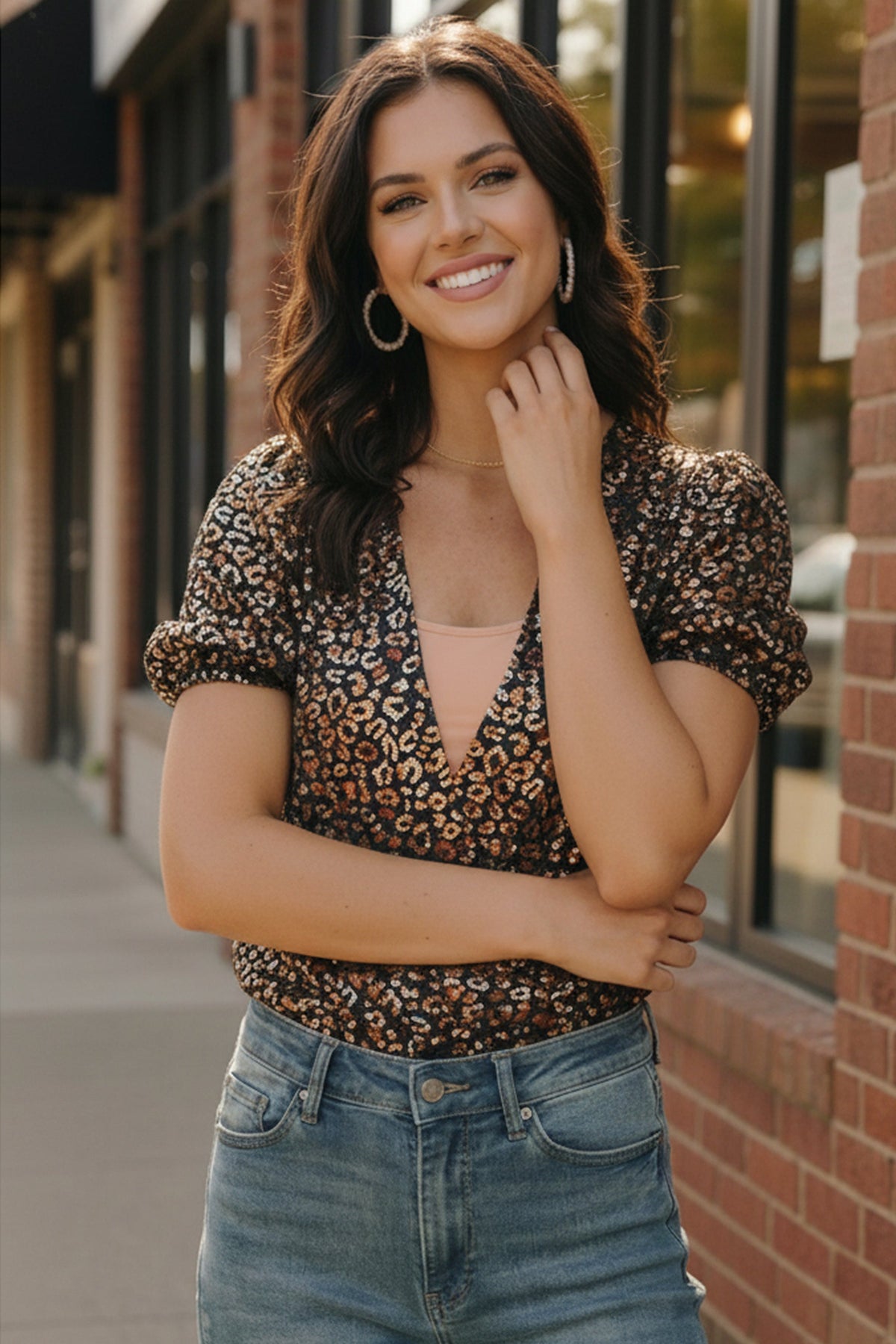 Midnight Leopard Shimmer Bodysuit