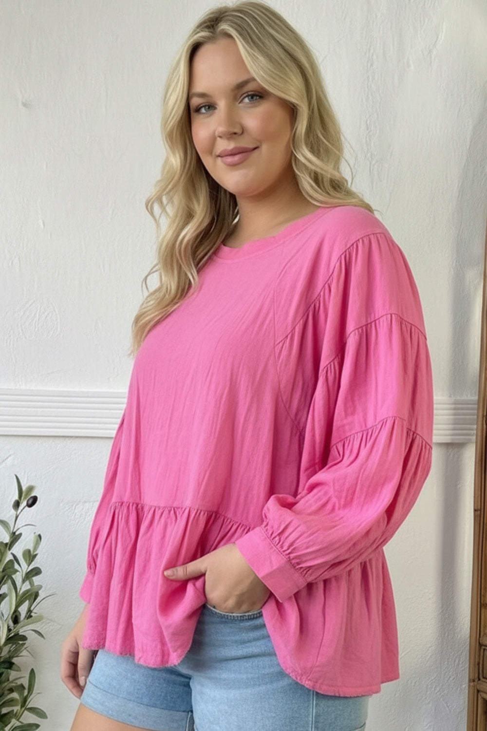 With Gentle Grace Pink Cotton Blouse