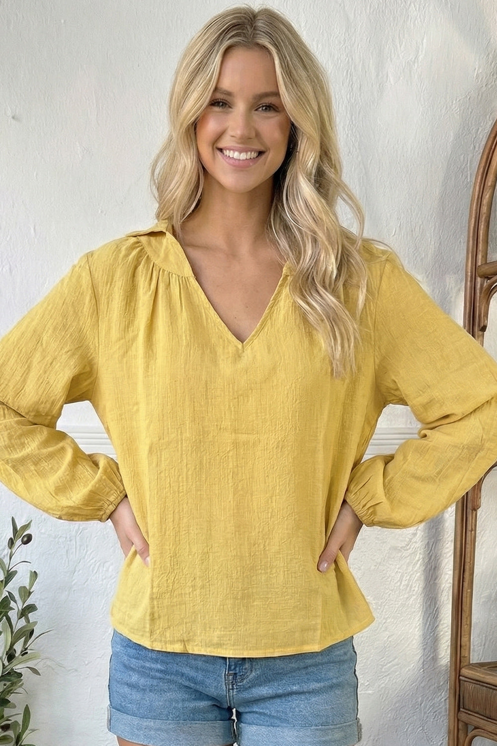 Sunny Side Up V Neck Blouse