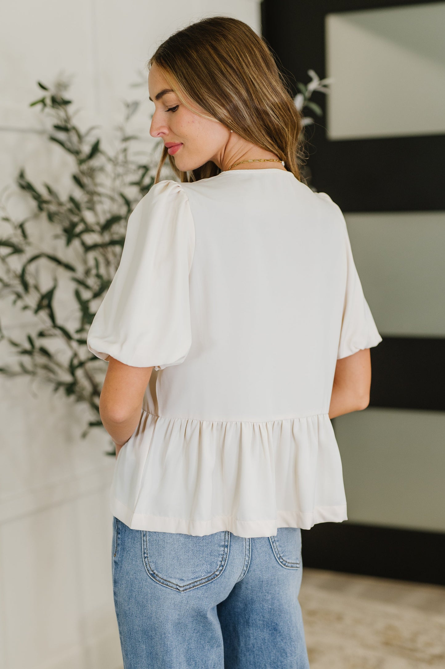 PREORDER: Balloon Sleeve Bow Blouse in Ivory