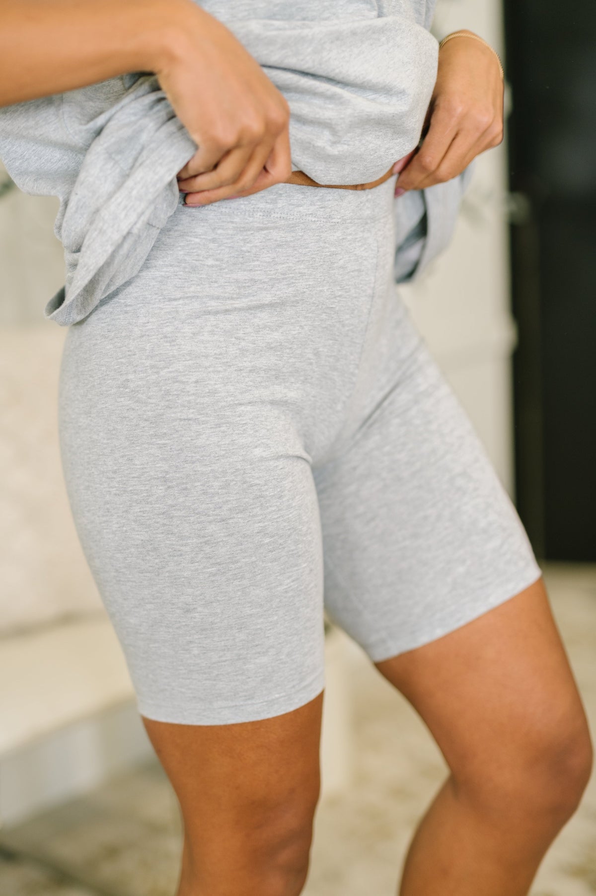 Going Far Top and Biker Short Set in H Grey