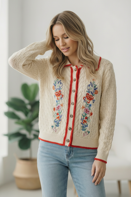 Vintage Blooms Embroidered Cardigan