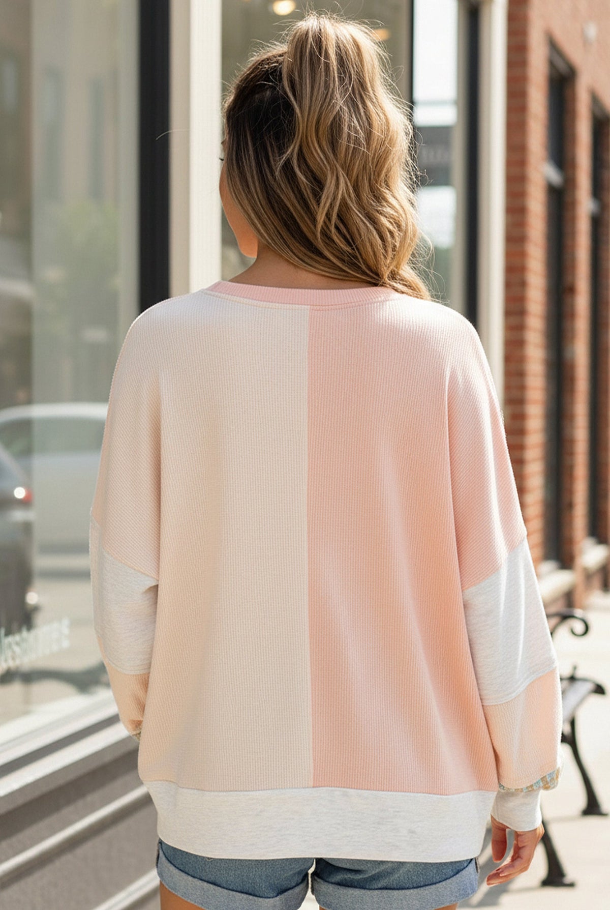 Sunday Peach Patchwork Top