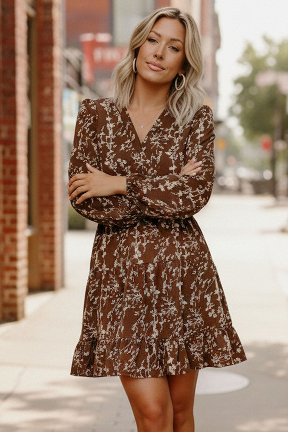 Cocoa Blossom Smocked Waist Dress