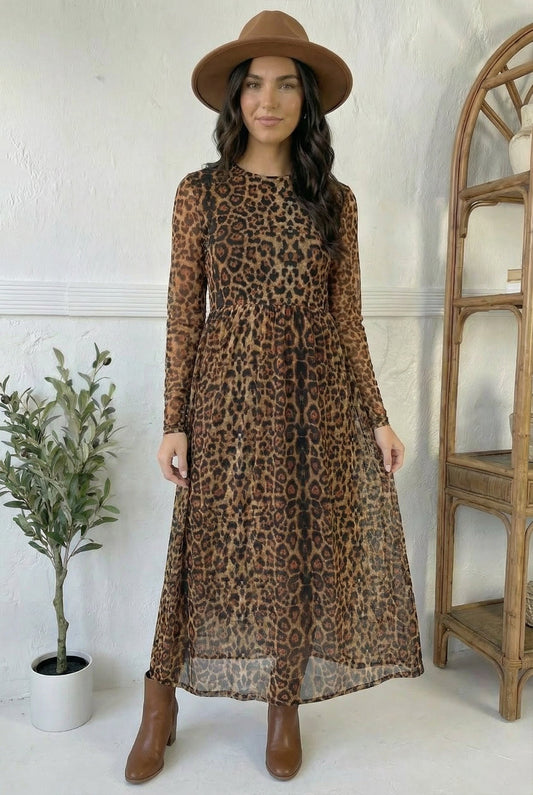 We Run the World Leopard Mesh Lined Dress