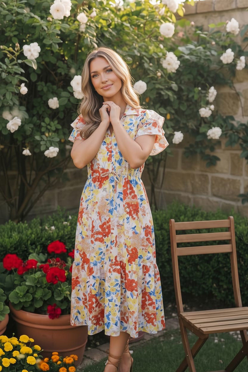 Sunny and Bright Floral Midi Dress