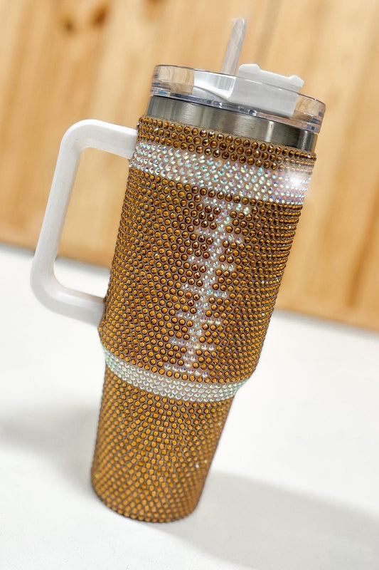 Golden Brown Football Insulated 40oz. Tumbler with Straw