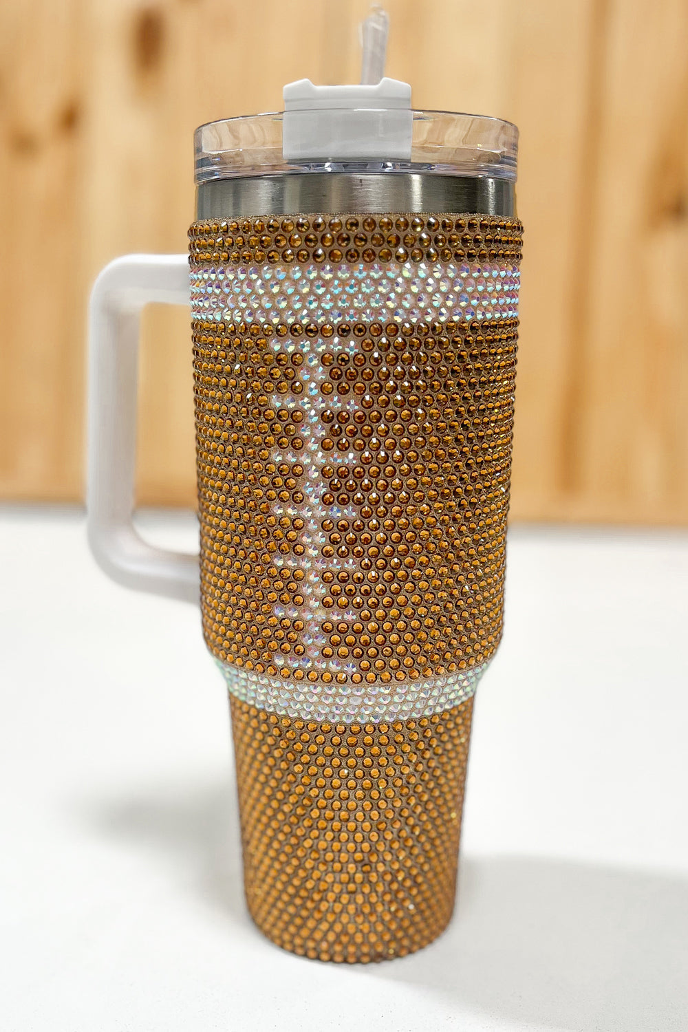 Golden Brown Football Insulated 40oz. Tumbler with Straw