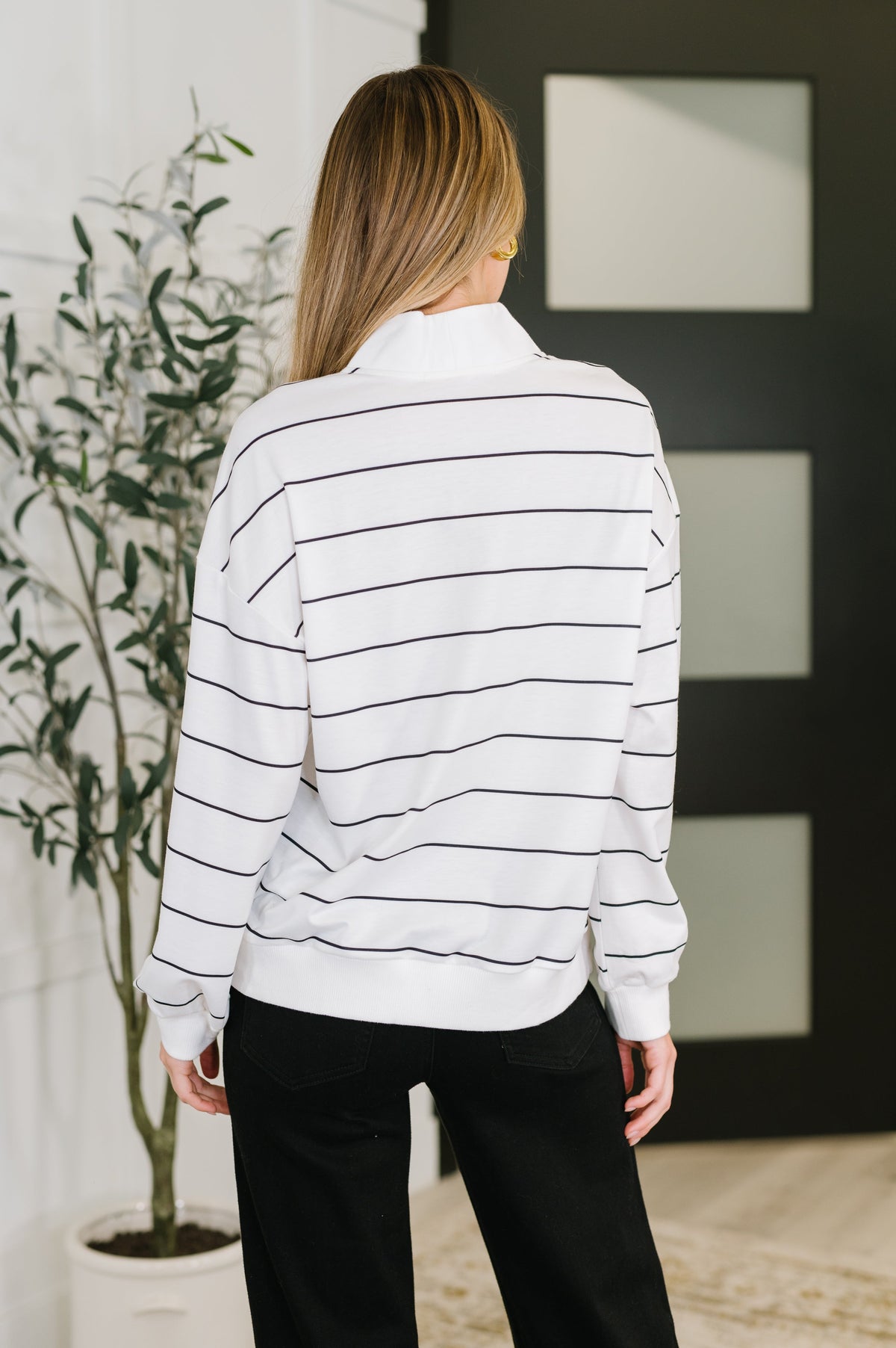 Just My Stripe Zipper Top