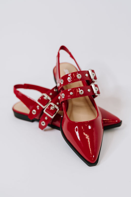 Pop of Color Pointy Toe Slip On in Red