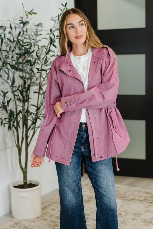 Puddle Jumper Full Front Zip Up Jacket in Mauve