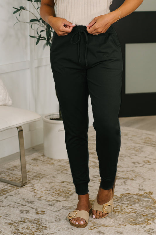 Sweat It High Waisted Joggers in Black