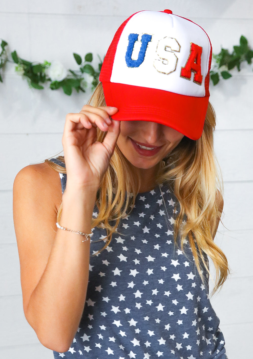 Red/White/Blue USA Snap Back Mesh Trucker Cap