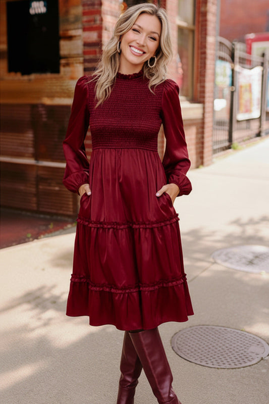 Starlit Elegance Red Tiered Dress