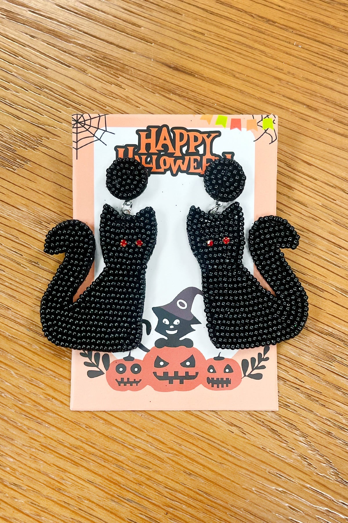 Black Cat Beaded Halloween Earings