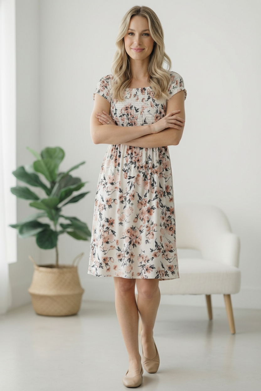 My Favorite Chapter Ivory Floral Dress