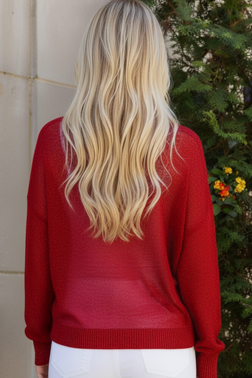 Holiday Shimmers Red Sequins Sweater